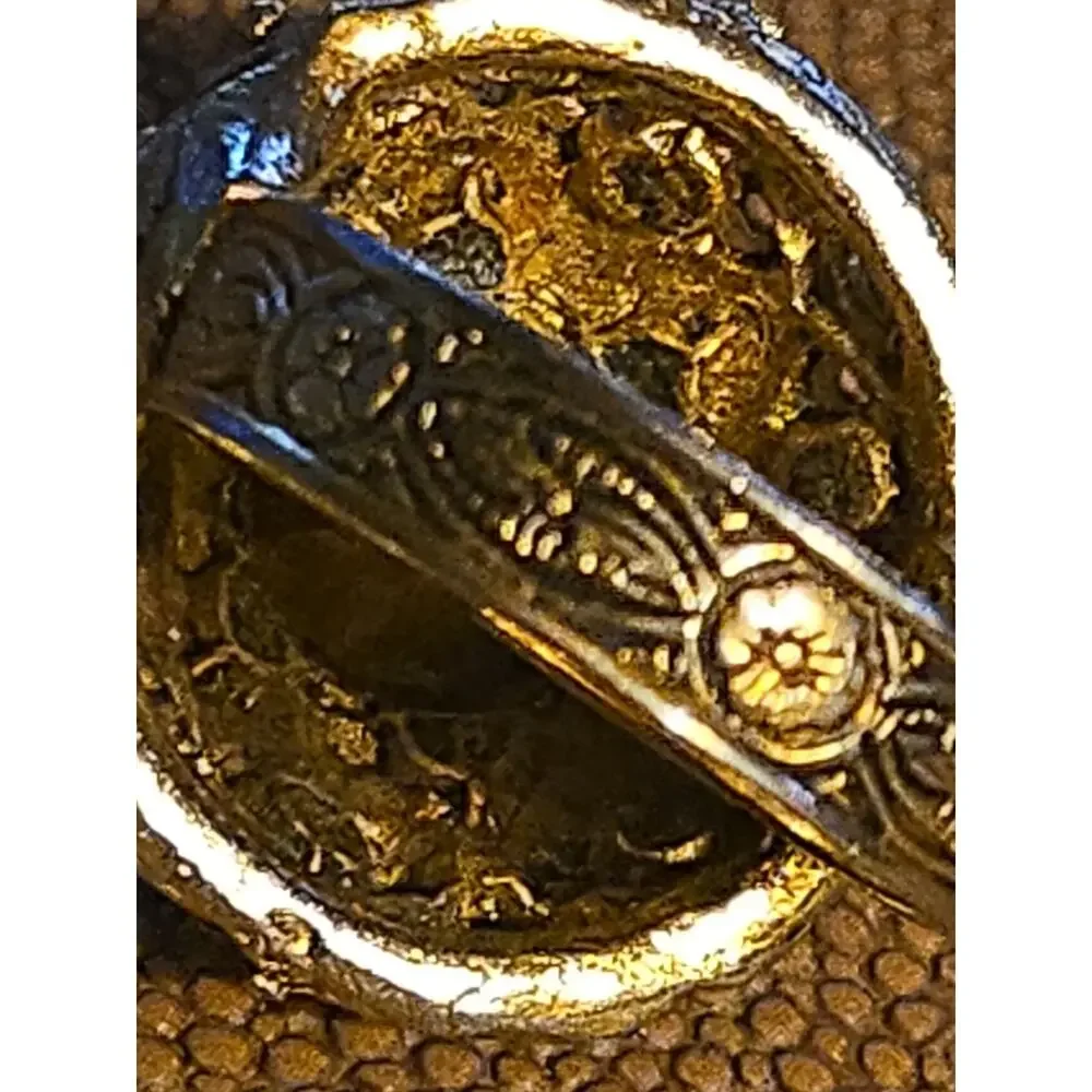 Vintage Smoky Gray Glass Rhinestone AB Cocktail Ring Gold Tone Florenza Style